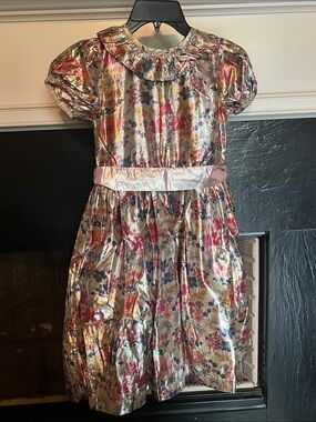 NWT Boden Mini Metallic Floral Party Dress Size 8-9y